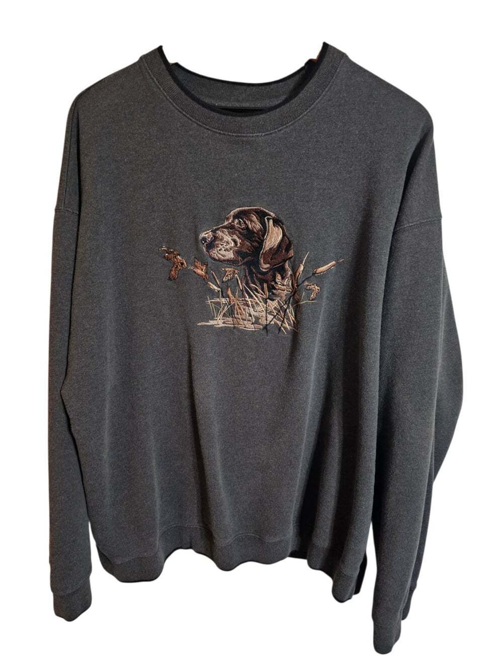 Croft & Barrow Mens XL Gray Fleece Pointer Dog Embroidered Heritage Pullover - Picture 2 of 8